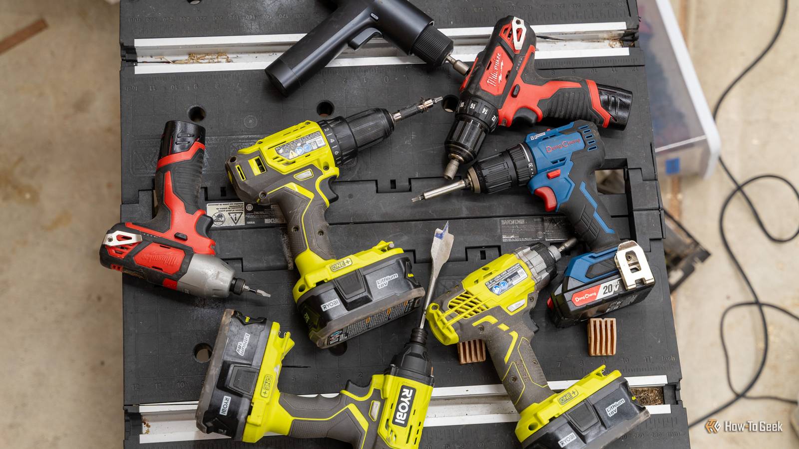 Power tools in a workshop